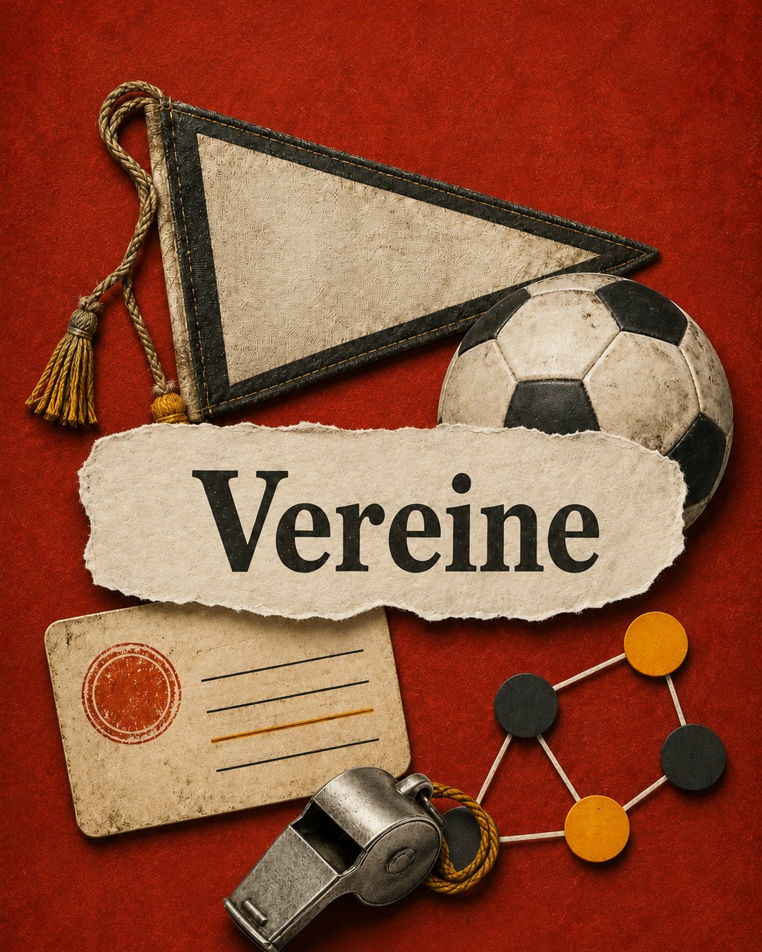 Instagram-Grafik zu Social Media für Vereine: Wimpel, Fußball und Trillerpfeife